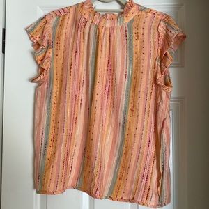 Pink flutter sleeve blouse